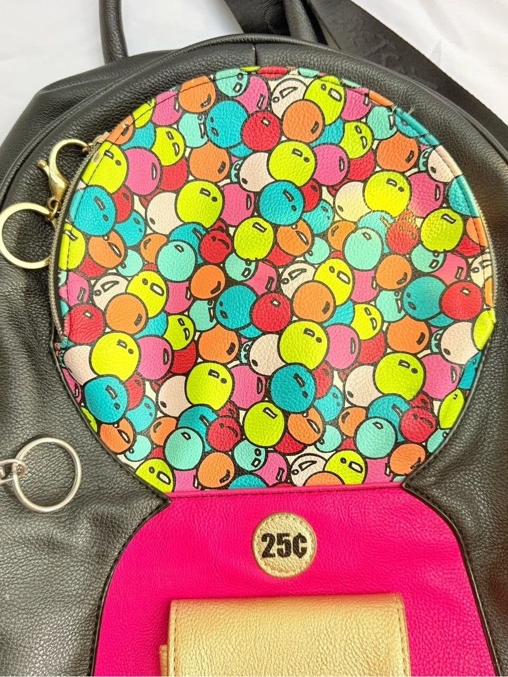 Betsey Johnson Gumball Vending Machine Novelty Mini Backpack Black Pink Gold